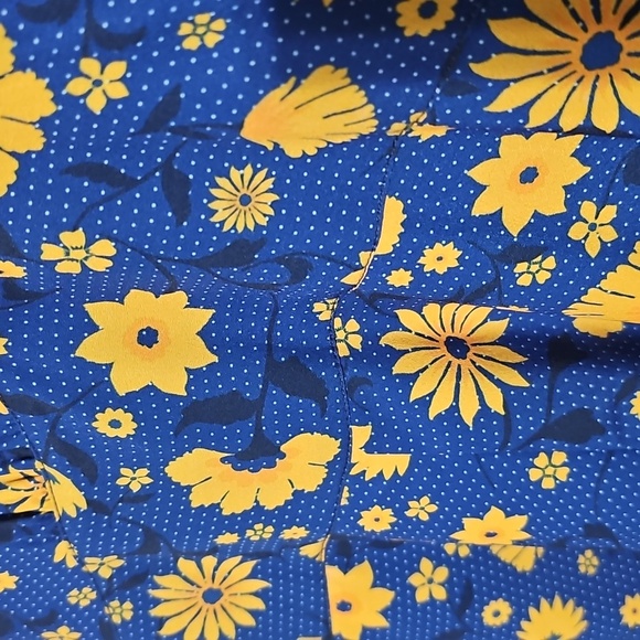 eShakti Blue and Yellow Floral Mini Dress - Picture 3 of 4